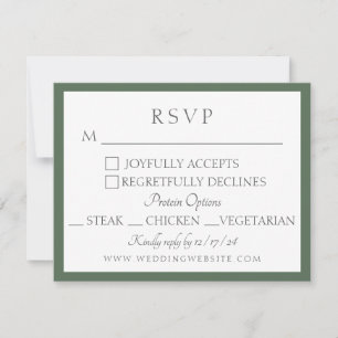 Grasgrüner Botanischer Blockdruck-Hochzeit RSVP Karte
