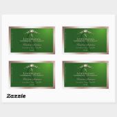 Grasgrünes Produktlabel Rosenmetallrahmen Monogram Rechteckiger Aufkleber (Blatt)