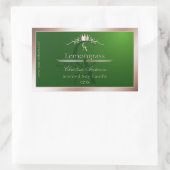 Grasgrünes Produktlabel Rosenmetallrahmen Monogram Rechteckiger Aufkleber (Tasche)