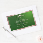 Grasgrünes Produktlabel Rosenmetallrahmen Monogram Rechteckiger Aufkleber (Umschlag)