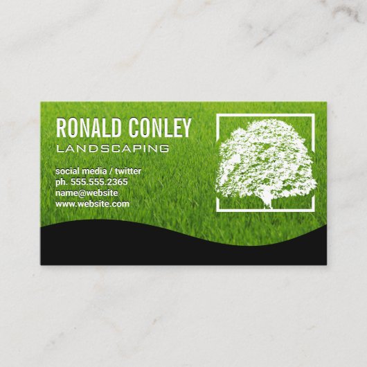Grashintergrund | Baumlogo Visitenkarte (Vorderseite)