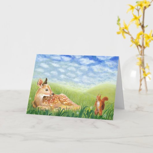 Grasillustration Karte (Gelbe Blume)