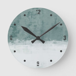 Grasisch-grünes Weiß abstrakt Runde Wanduhr