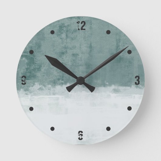 Grasisch-grünes Weiß abstrakt Runde Wanduhr (Vorderseite)