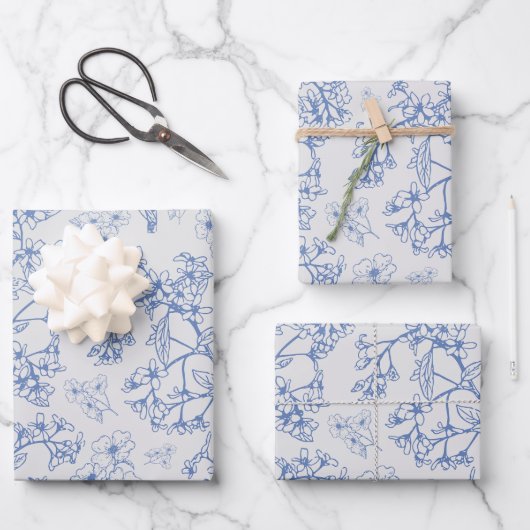 Grasmere Garden Vintag Modernes botanisches Muster Geschenkpapier Set (Vorderseite)