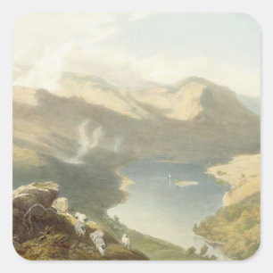 Grasmere von Langdale Fell, von "The English Lak Quadratischer Aufkleber