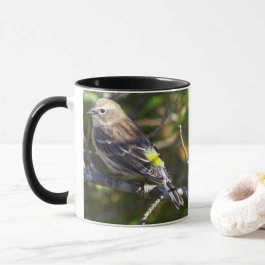 Grasmücken-Vogel-Foto-Tasse Tasse (Mit Donut)