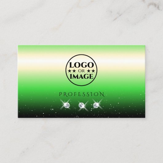 Grass Green Black Gradient Sparkle Juwelen Logo hi Visitenkarte (Vorderseite)