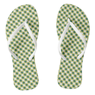 Grass Green Gingham Design Flip Flops Badesandalen