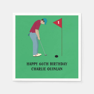 Grass Green Golfer Themed Serviette