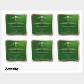 Grass Green Product Label Rose Gold Frame Monogram Quadratischer Aufkleber (Blatt)