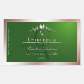 Grass Green Product Label Rose Gold Frame Monogram Rechteckiger Aufkleber (Vorderseite)