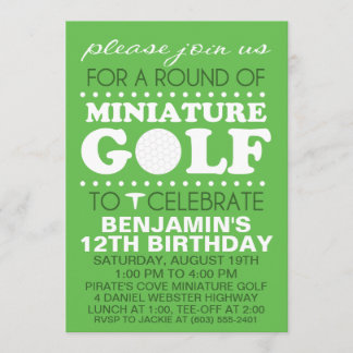 Grass Green Tee Time Miniature Golf Birthday Party Einladung