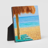 Grass Hut & Loungers On Beach Fotoplatte (Vorderseite)