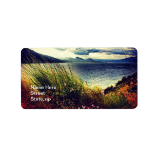 Grass Lake Dark Blue Clouds - Adressenkennzeichnun Adressaufkleber