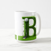 Grass Letter Golf Theme With Balls And Clubs Kaffeetasse (VorderseiteRechts)