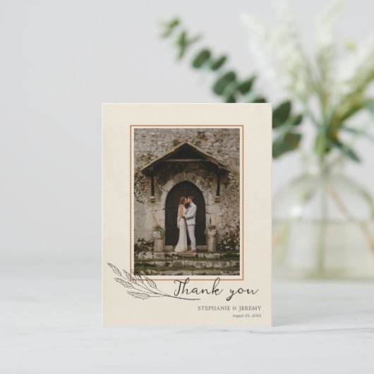 Grass Line Art Foto Vielen Dank Post Card Postkarte (Stehend Vorderseite)