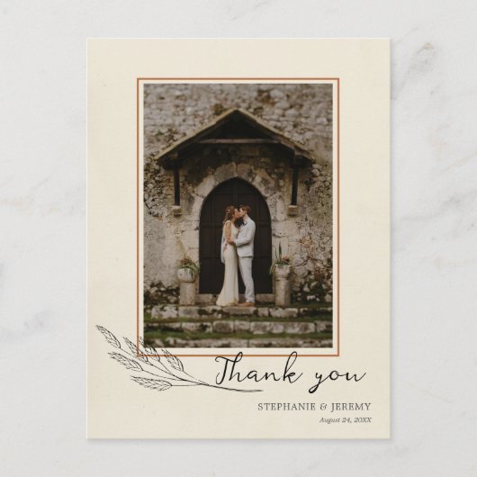 Grass Line Art Foto Vielen Dank Post Card Postkarte (Vorderseite)