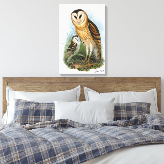 Grass Owl Canvas Print Leinwanddruck (Insitu (Schlafzimmer))