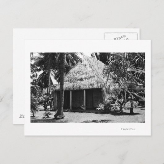 Grass Shack on Beach - Insel Hawaii Postkarte (Vorne/Hinten)