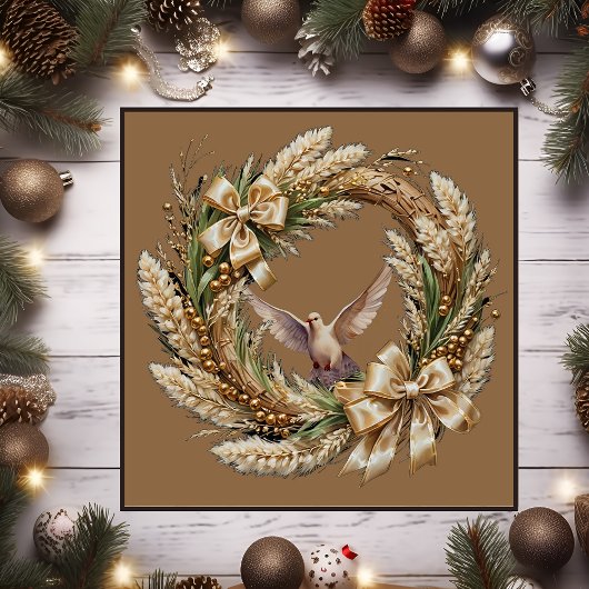 Grass Weihnachtskranz Magnetkarte