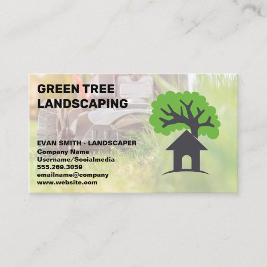Grasschnitt | Tree-Zuhause-Logo Visitenkarte (Vorderseite)