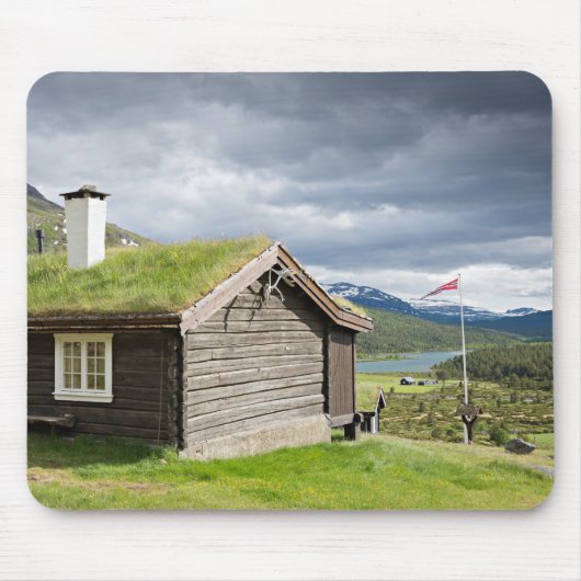 Grasscholledach-Blockhaus in Norwegen mousepad (Vorne)