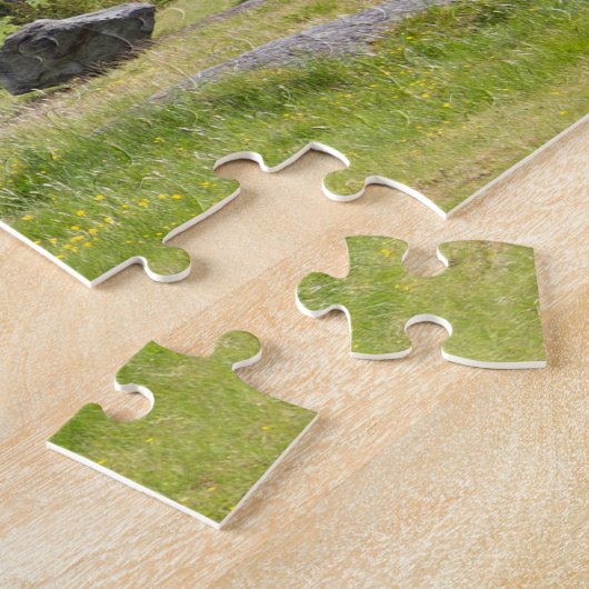 Grasscholledach-Blockhaus in Norwegen-Wildnis Puzzle (Seite)