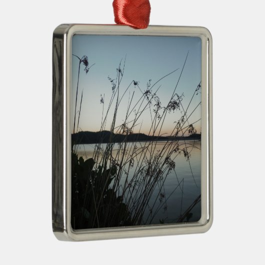 Grasse am See Sunset Silbernes Ornament (Rechts)