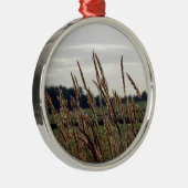 Grasse im Wind Silbernes Ornament (Rechts)