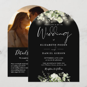 Grasse Schnurlichter QR-Code Foto Bogen Hochzeit Einladung