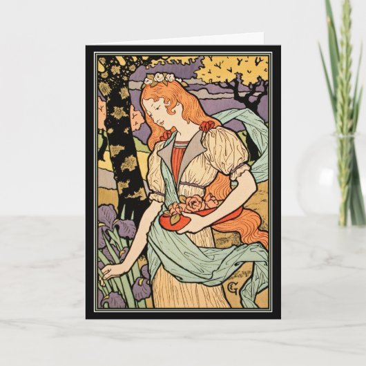 Grasset Art Nouveau Card: Ire & Rose Karte (Vorderseite)