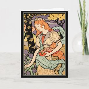 Grasset Art Nouveau Karte: Schwertlilien & Rosen Karte