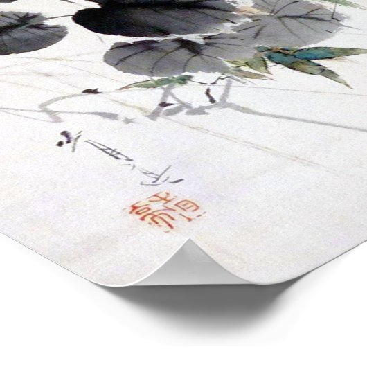 Grasshopper am Kudzu Leaf, Watanabe Seitei Poster (Ecke)