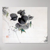 Grasshopper am Kudzu Leaf, Watanabe Seitei Poster (Vorne)