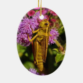 Grasshopper auf Ageratum Keramikornament (Hinten)