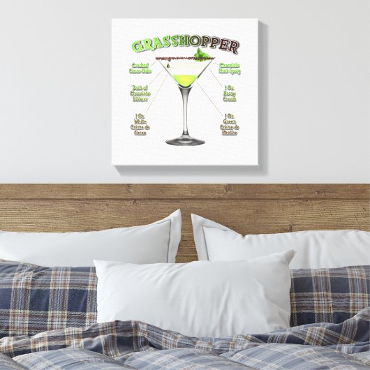 GRASSHOPPER Cocktail Rezept Art 12 "x12" Leinwanddruck (Insitu (Schlafzimmer))