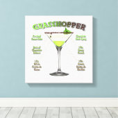 GRASSHOPPER Cocktail Rezept Art 12 "x12" Leinwanddruck (Insitu (Holzboden))