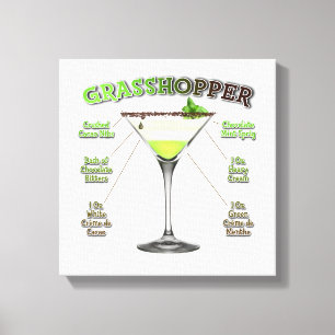 GRASSHOPPER Cocktail Rezept Art 12 "x12" Leinwanddruck