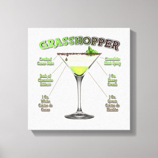 GRASSHOPPER Cocktail Rezept Art 12 "x12" Leinwanddruck (Vorderseite)
