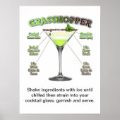 GRASSHOPPER Cocktail Rezept Art 18" x 24" Poster (Vorne)