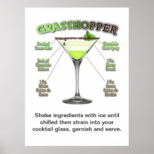 GRASSHOPPER Cocktail Rezept Art 18" x 24" Poster