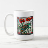 Grasshopper Cricket-Buntglas Mohn Blume Auge Kaffeetasse (Links)