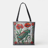Grasshopper cricket stained glass poppy flower eye tasche (Rückseite)