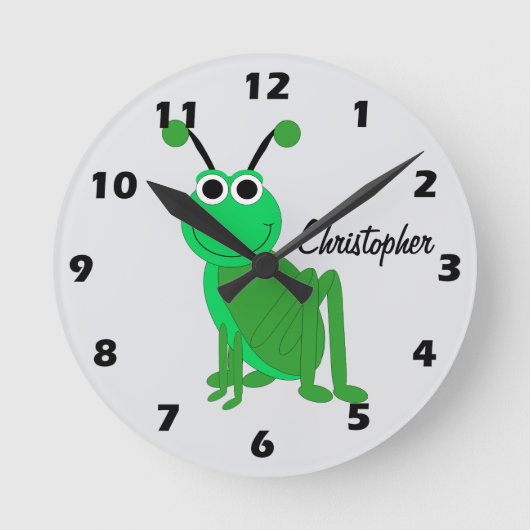 Grasshopper Design Personalised Runde Wanduhr (Vorderseite)