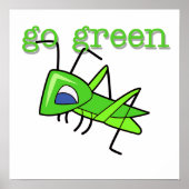 Grasshopper Go Green T - Shirt und Geschenke Poster (Vorne)
