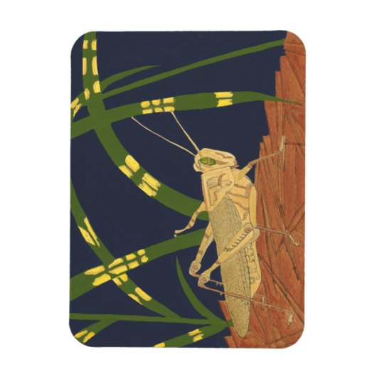 Grasshopper in grünem Gras im blauen Hintergrund Magnet (Vertikal)