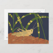 Grasshopper in grünem Gras im blauen Hintergrund Postkarte (Vorne/Hinten)