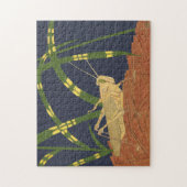 Grasshopper in grünem Gras im blauen Hintergrund Puzzle (Vertikal)