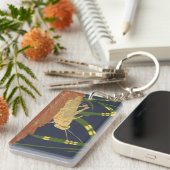 Grasshopper in grünem Gras im blauen Hintergrund Schlüsselanhänger (Vorderseite rechts)